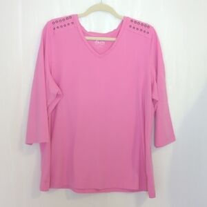 D & Co Pink Cotton Knot Top 1x